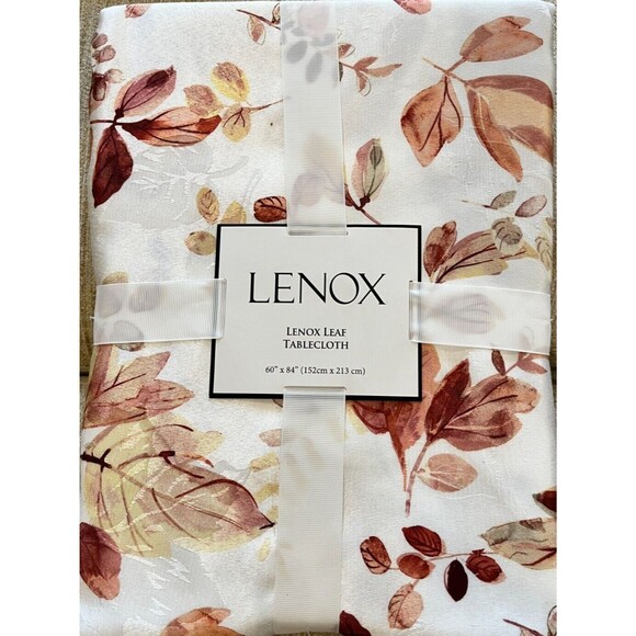 LENOX Leaf Tablecloth 60" x 84" Oblong Jacquard Fall Thanksgiving NEW in Package - Picture 2 of 5